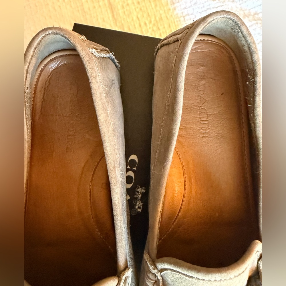 Coach ARLENE tumbled nubuck turnlock driving loafers size 8 color fog